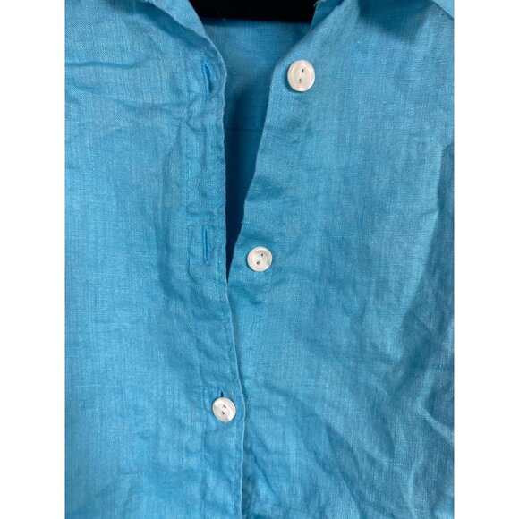 Charter Club Womens Blue Linen Button Up Shirt Size 10 Long Sleeves Lightweight - Picture 8 of 14